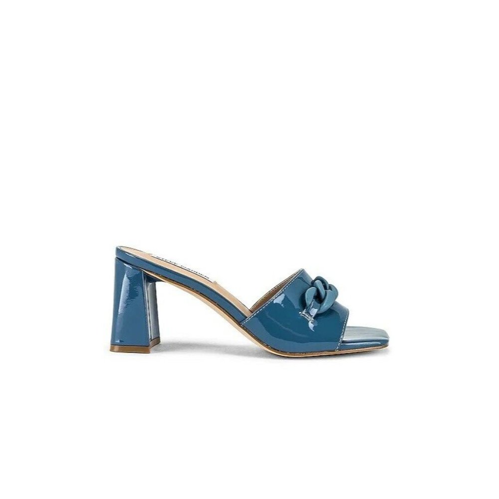Steve Madden Rego Slides Blue Patent Leather Heels - Picture 4 of 9